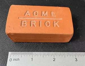 Mini Acme Brick Paperweight 2.75” Red Salesman Sample Small Clay - Picture 1 of 4