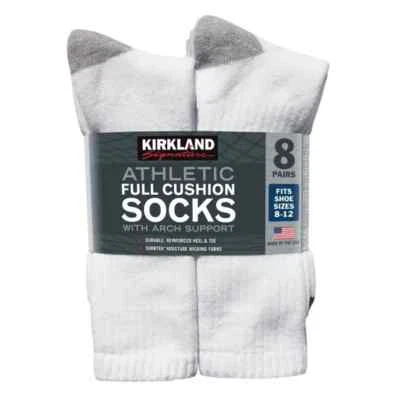 Calcetín deportivo Kirkland Signature para hombre 8 pares blanco grande Foto 1 de 4
