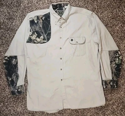 Vintage Mossy Oak Companions Sz XL Button Down Long Sleeve Shirt Tan Color - Image 1 of 4
