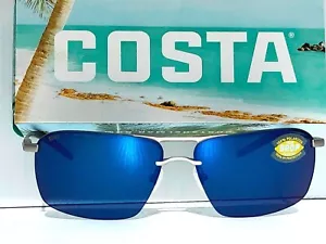 COSTA DEL MAR SKIMMER Matte Silver POLARIZED Blue Mirror 580P Sunglass SKM 228 - Picture 1 of 12