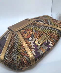 Nine West Vintage metallic scarf fabric clutch bag geometric copper  - Picture 1 of 9