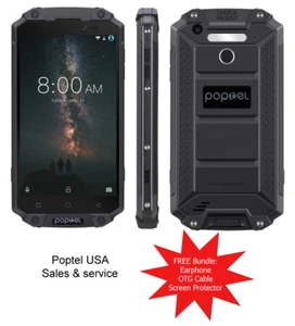 PoptelUSA 5.5" Resistente P9000 4 GB + 64 GB Desbloqueado 4G, Doble SIM NFC Android 7 (Negro) - Imagen 1 de 10