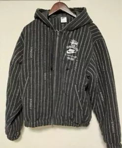 Nike x Stussy Striped Wool Jacket Brand New Limited Edition Size Medium Black - Picture 1 of 6