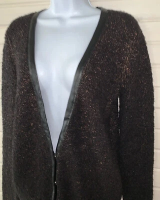 Bisagra. Cárdigan Talla XS Mezcla Lana Alpaca Metálico Bronce Cepillado Frontal A Presión Usado en Excelente Condición Foto 1 de 4