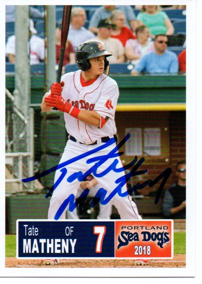 Tate Matheny 2018 Portland Sea Dogs Signed Card - Image 1 of 1