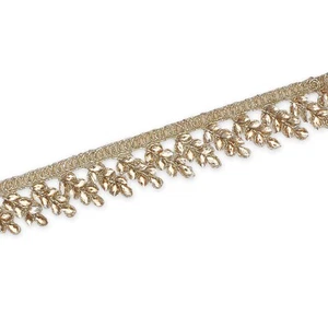 1" Leafy Rhinestone Metallic Corded Mesh Trim – For Dresses, Upholstery, & More - Picture 1 of 3