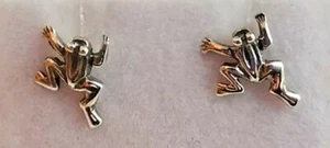 New 925 sterling SILVER FROG STUD EARRINGS 6x9mm butterfly back 0.84g - Imagen 1 de 12