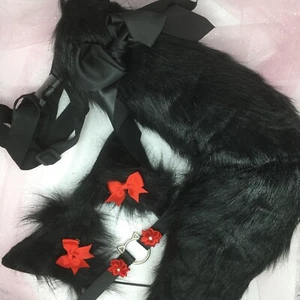 Customized cosplay Kitten Black Fox Cat Pet Play Tail Ears Collar - Picture 1 of 1