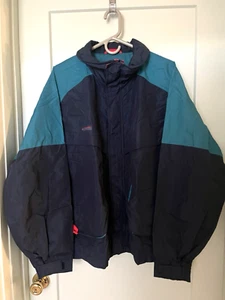 Giacca sci snowboard Columbia Powder Keg XL manica radiale blu navy/teal anni 90 - Foto 1 di 8
