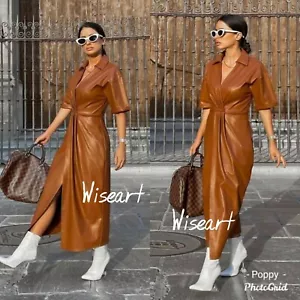Zara Faux Leather Midi Dress Size XS - Picture 1 of 7