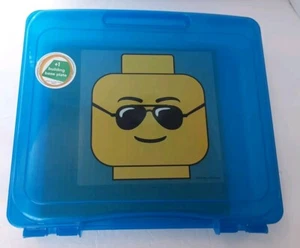 Lego Blue Project Case Minifigure Storage Case Head Sunglasses W Base Plate - Picture 1 of 8