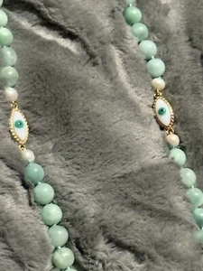 Stunning Bower Haus Bowerhaus Jade & Pearl Long Necklace - Picture 1 of 15