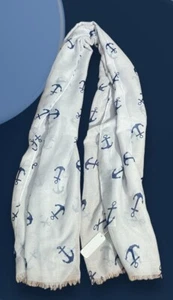 NWT Women's Charming Charlie Women's Fashion Scarf 36”X 72” Nautical Anchor - Picture 1 of 8