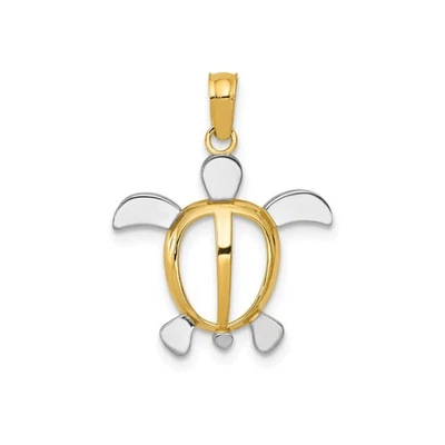 Colgante Tortuga Marina Rodio Oro Amarillo 10k Dos Tonos Unisex Océano Naturaleza Joyería Foto 1 de 4
