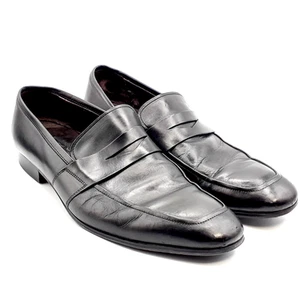 To Boot New York 1929 Mens Black Leather Apron Toe Penny Loafers Shoes Size 11.5 - Picture 1 of 10