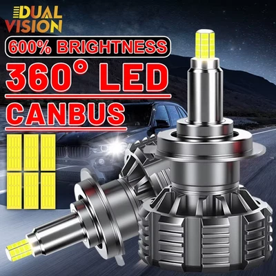 Dualvision 360 3D H7 LED Car Headlight Bulbs Canbus H11 H8 H9 H4 H1 HB3 9005 HB4 - Image 1 of 4