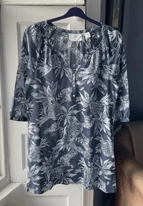 H&M Beach / Pool Cover Up - Navy Blue Floral - 100% Cotton - EUR 38 / UK 10 - Picture 1 of 6