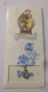 ST. ANTHONY "PRAY FOR US" NECKLACE & PRAYER CARD NEW IN PACKET - Picture 1 of 3