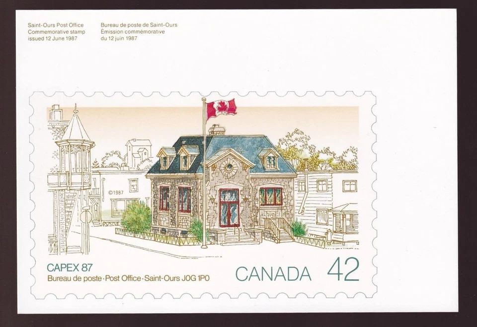 Canada 1987 Saint-Ours Post Office sc#1124, mint unused postcard - Image 1 of 1