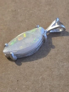 Sterling Silver Australian Black Opal Pendant - Picture 1 of 3