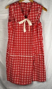 60’s 70’s Vintage Sleeveless Skort Dress Oversized Collar Bow See Measurements - Picture 1 of 9