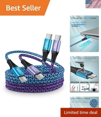 100W USB C to C Charging Cable - 6ft for Speed & Durability, 2 Pack - Image 1 of 4