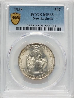 1938 New Rochelle -50C- Commemorative Silver Half Dollar-PCGS MS65-Gorgeous - Image 1 of 2