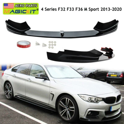 Gloss Black Front Bumper Lip For BMW 4 Series F32 F33 F36 428i M Sport 2013-2022 Foto 1 de 4