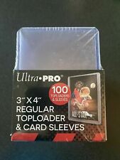 NEW, SEALED 100 Ultra Pro Regular 3x4 Top loaders Toploaders + 100 Soft Sleeves