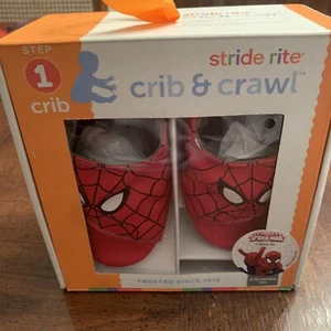 NIB Stride Rite Baby Crib & Crawl Shoes 6-12 Months Marvel Spiderman Red - Picture 1 of 12