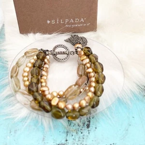 SILPADA Smoky Quartz Pearl Tassel Sterling Silver Bracelet Multi Strand 925 - Picture 1 of 10