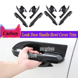 8x For Toyota Highlander 2020-2023 Carbon Fiber Look Door Handle Bowl Cover Trim - Picture 1 of 10