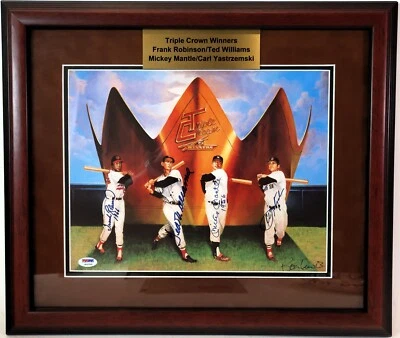 Foto firmada por Robinson, Williams, Mantle, Yastrzemski 11x14 enmarcada PSA LOA Foto 1 de 4