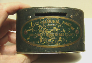 PROMO EST 1855 CITY NATIONAL BANK DIXON, ILL OLDEST IN LEE CNTY COIN BANK w/ KEY