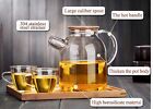Glass Teapot Heat Resistant Tea Kettle Kombucha 80oz Bamboo Lid