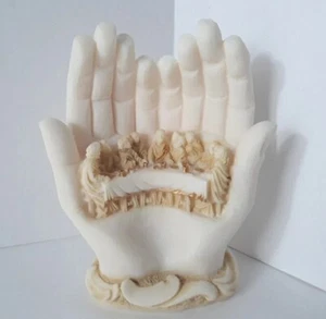 Jesus Last Supper Sculpture Hands Of God 3D Carved Inset Disciples Greece 5.5" - Picture 1 of 9