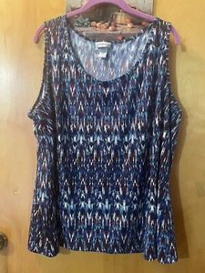 CATHERINES 1X colorful Print poly spandex knit Tank top layering camisole blouse - Picture 1 of 3