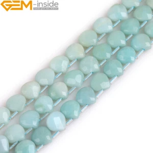 Faceted Teardrop Natural Amazonite Beads Gemstone Head Drilled Loose Beads 15" - Picture 1 of 43