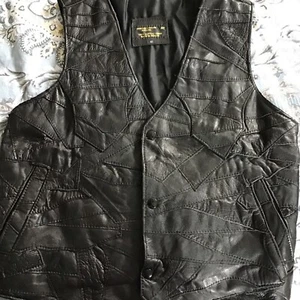 Black Leather AT Men's Size 40 Vest - Picture 1 of 5