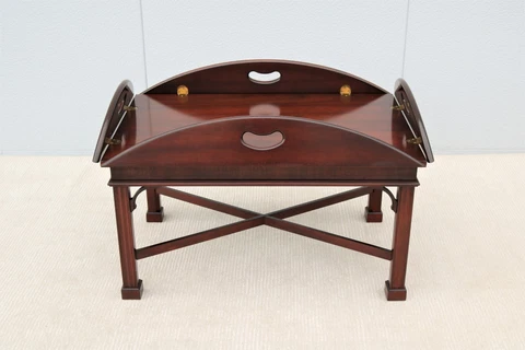 Traditional Kimball Mahogany Drop-Leaf Butler Tray Coffee Table Cover