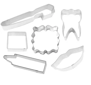 6 Piece Tooth Toothbrush Toothpaste Dental Floss & Lips Dental Cookie Cutter Se - Picture 1 of 10
