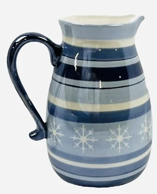 St. Nicholas Square Pitcher Winter Frost Blue White Snowflakes 2 Quart  - Image 1 of 4