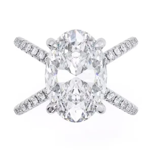 5.81 CT White Oval Cut CZ Latest Criss-Cross Solitaire Ring in Sterling Silver - Picture 1 of 3