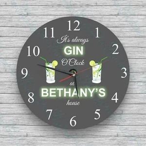 Personalised wall clock Gin O'Clock Glass Wall Clock - Birthday, Christmas - Picture 1 of 2