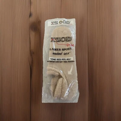 VTG Socks 9-11 Izod For Her Ladies Sport Tan Ankle USA Made 90s NOS Golf Tennis - Image 1 of 3