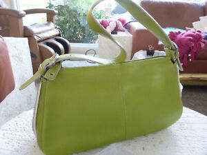 Tignanello Leather Shoulder Bag Purse Lime Green