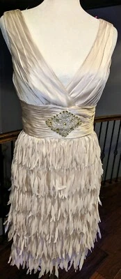 JS Collections  satin Prom Formal Gown Dress Size 6 coler Tan - Image 1 of 4