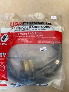 Range Oven Electric Power Cord 4 Prong Wire 40 Amp 4' Foot Heavy Duty RC4-40-4 - Picture 1 of 2