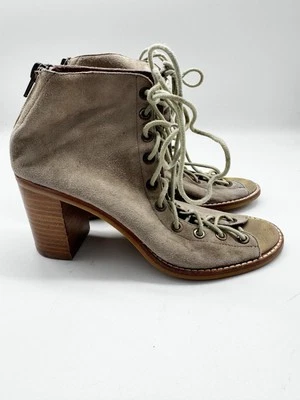 Sandalias Jeffrey Campbell Marrón Claro Cors Gamuza Con Cordones Tacón Bloque Talla 7 Grunge Foto 1 de 4