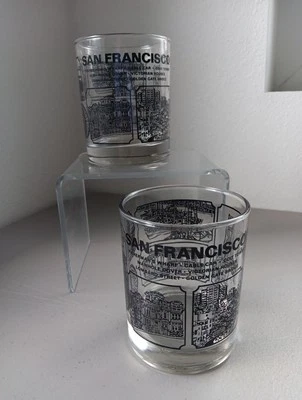 VTG Libby Tourism Glass Set SAN FRANCISCO Rocks Barware Iconic Locations Retro - Image 1 of 4